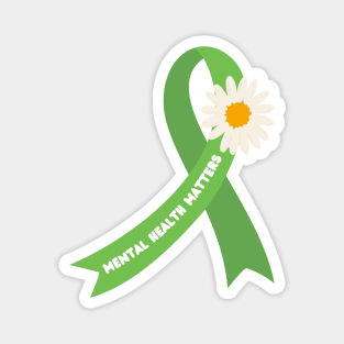 mental health matters green ribbon with daisy Magnet