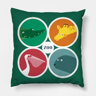 Four friendly zoo animals Pillow