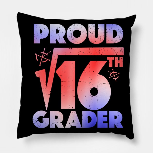 Proud 4th Grader Square Root of 16 Teachers Students Pillow by alcoshirts