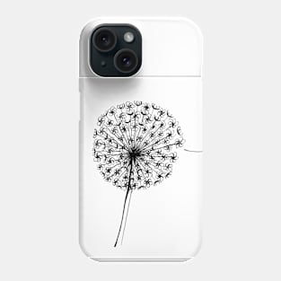 Dandelion Clock Black and White Drawing Phone Case