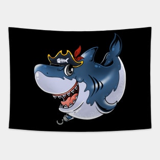 Savage Seafarer: Pirate Shark Design Tapestry