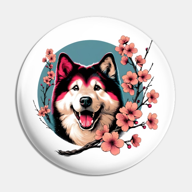 Kishu Ken Celebrates Spring Amid Cherry Blossoms Pin by ArtRUs