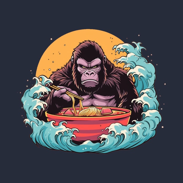 gorilla eat ramen by enzo studios