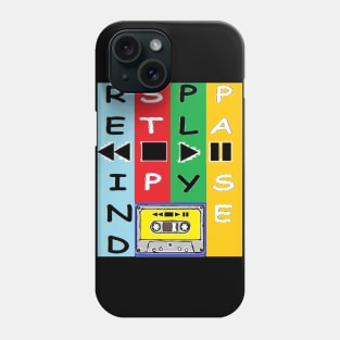 Vintage Cassette Tape Rewind Stop Play Pause by LowEndGraphics Phone Case