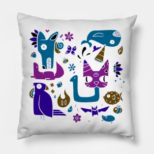 Night Creature Collage Pillow