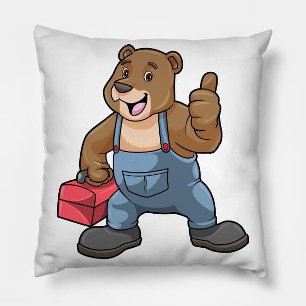 Bear as Craftsman with Tool box Pillow by Markus Schnabel