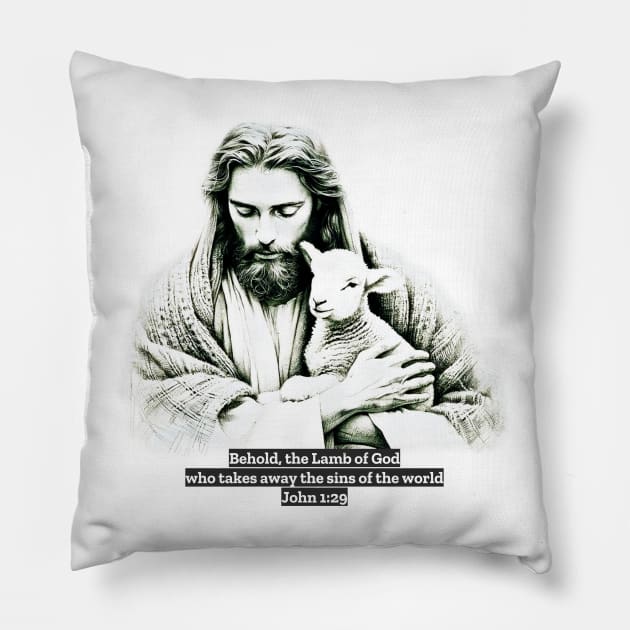 Behold the Lamb of God who takes away the sins of the world - John 1:29 Pillow by FTLOG