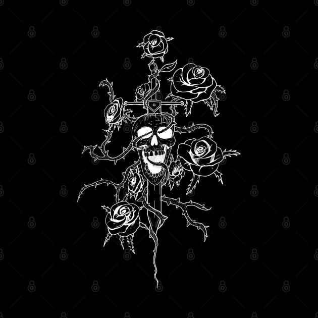 Skull and roses - lines by An_dre 2B