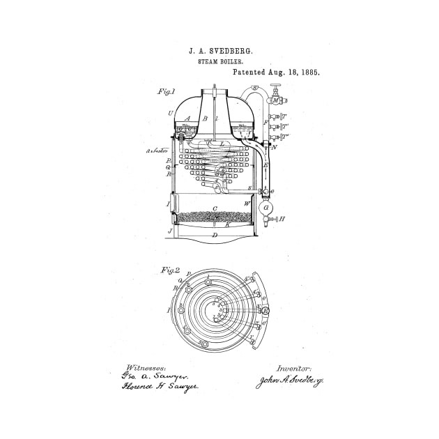 Steam Boiler Vintage Patent Hand Drawing by TheYoungDesigns