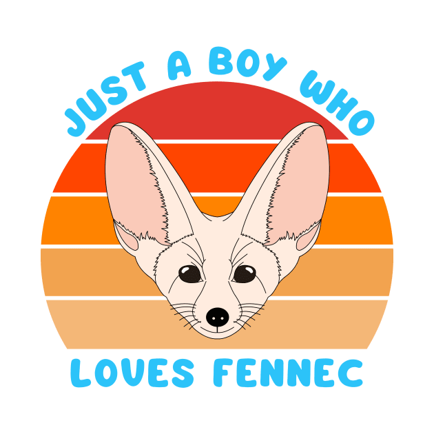 Vintage Just a boy who loves fennec. Cute little fox. by Cute Tees Kawaii