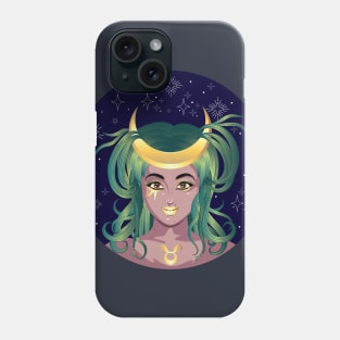 Taurus girl with crescent moon crown Phone Case