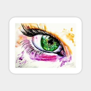 green eye watercolor art Magnet