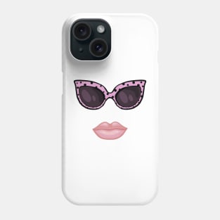 Pink glasses and lips Phone Case