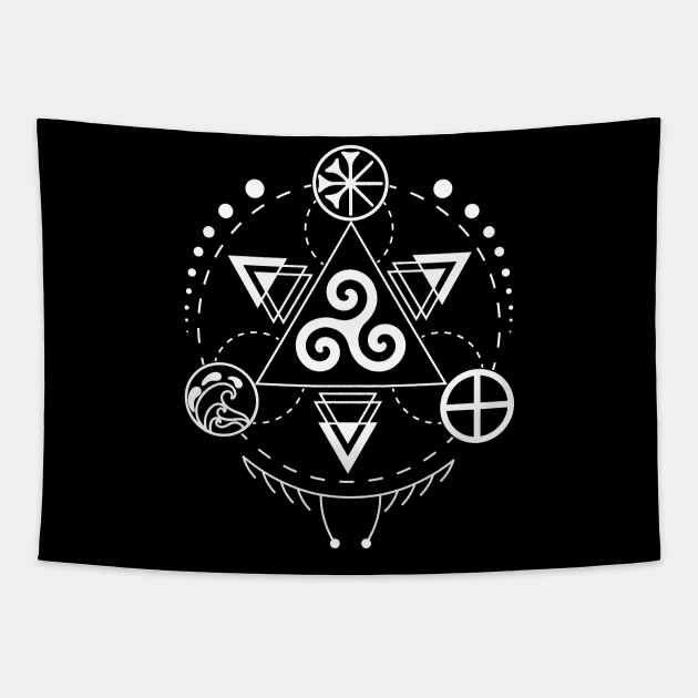 Triskele - Earth, Sea & Sky | Pagan Symbol Tapestry by CelestialStudio