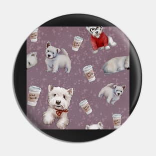 Westies mom purple pattern Pin