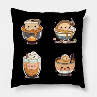 Cool kawaii eating ramen funny anime kawaii Pillow