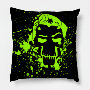 black skull, green blood Pillow