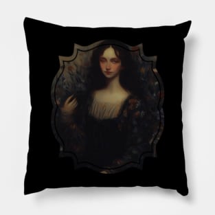 Aesthetic, vintage, retro, painting, cottagecore, dark, gothic, artsy, abstract, fancy Pillow