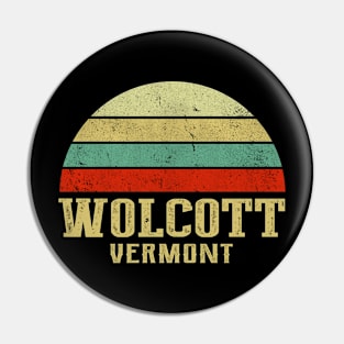 WOLCOTT VERMONT Vintage Retro Sunset Pin