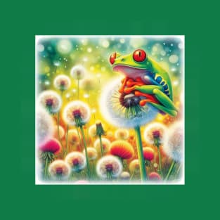 Red-eyed tree frog with dandelions T-Shirt