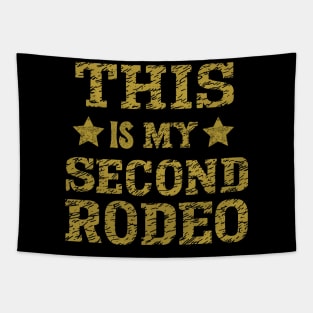 Retro yellow "This is my second rodeo" Tapestry