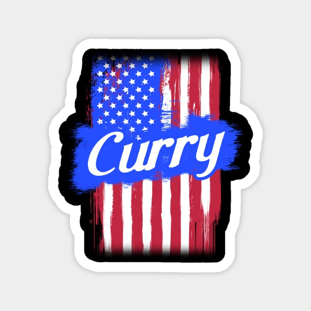 American Flag Curry Family Gift T-shirt For Men Women, Surname Last Name Magnet by darius2019