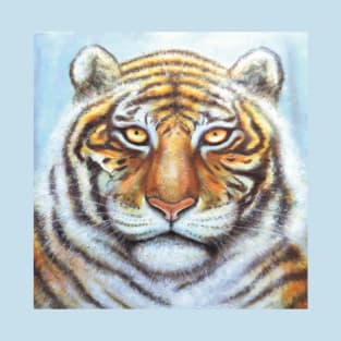 Snow Tiger Face Oil Painting T-Shirt