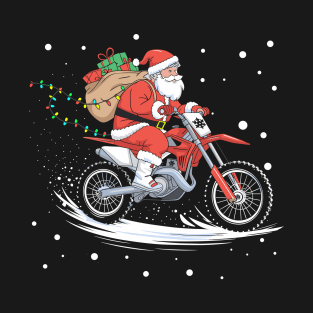 Funny Xmas Motocross Santa Dirt Bike Christmas T-Shirt