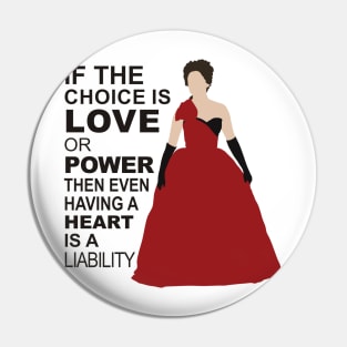 Cora - Love or Power - Black Text Pin