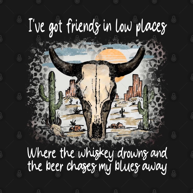 I've Got Friends In Low Places Where The Whiskey Drowns And The Beer Chases My Blues Away Leopard Bull Skull by Chocolate Candies