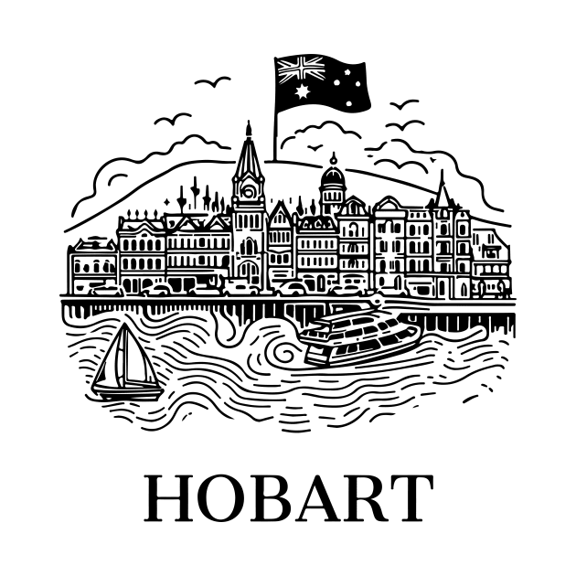 hobart line art illustration by art poo