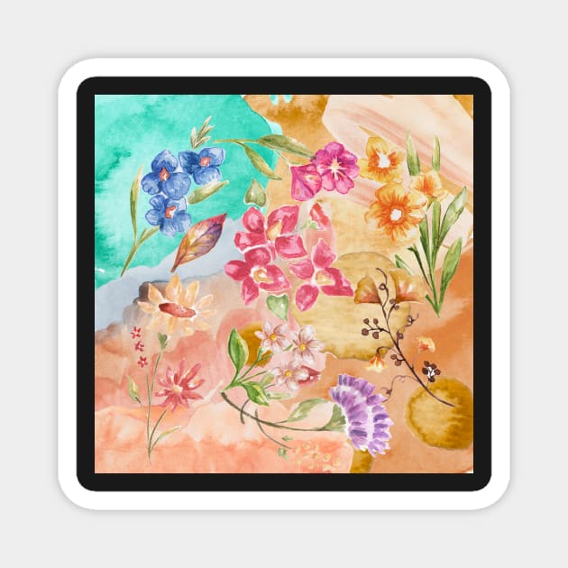 Watercolor Floral Patterns Magnet by casualism