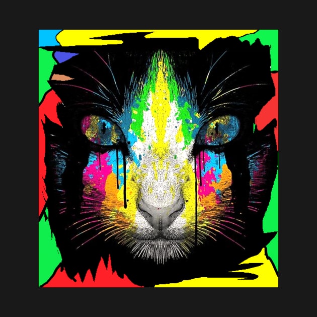 Painted Neon Cat by MOUKI