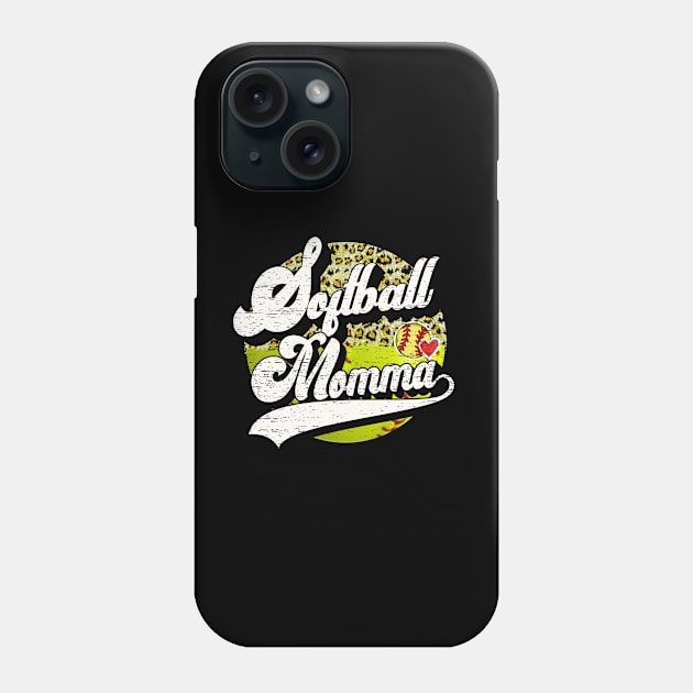 Softball Momma Vintage Leopard Softball Family Matching Phone Case by Wonder man 