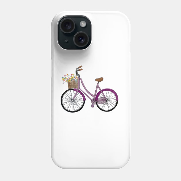 Bicycle Ride and Flowers Phone Case by MKnowltonArt