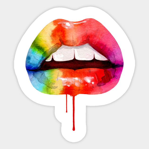 Rainbow Lips Lips Sticker Teepublic Au