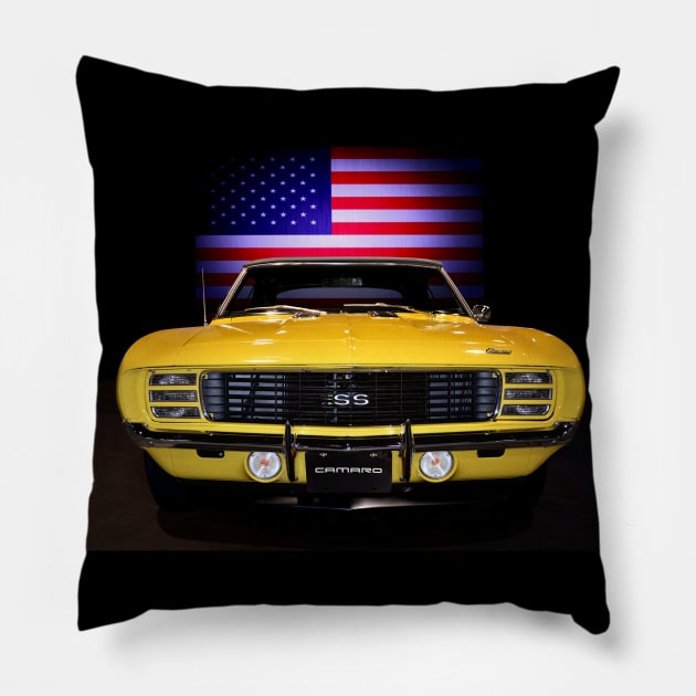 1969 Camaro SS  American Muscle Pillow by Burtney