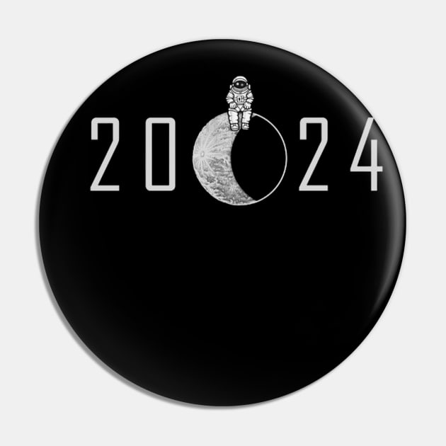 New Year 2024 Astronaut on the Moon 2024 Pin TeePublic