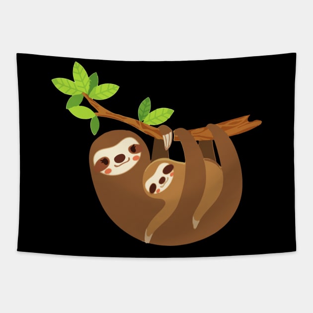 Sloth Mama Tapestry by KsuAnn