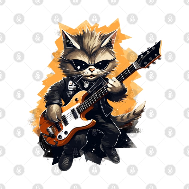 Rockstar Cat Playing Electric Guitar by Graceful Designs