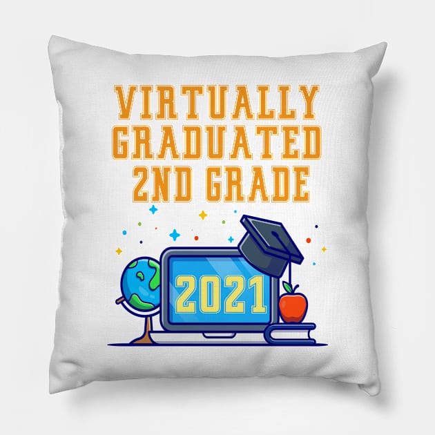 Kids Virtually Graduated 2nd Grade in 2021 Pillow by artbypond