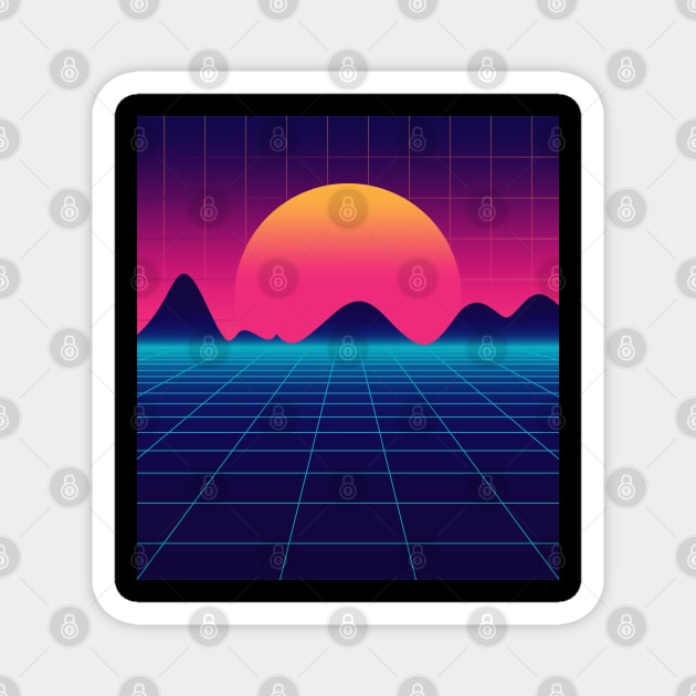 Throwback Sunset Synthwave Magnet by edmproject