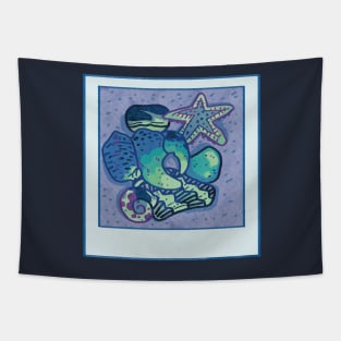 Seashells and crab claw Tapestry