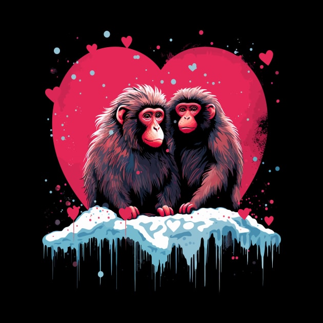 Snow Monkey Couple Valentine by JH Mart