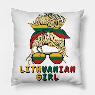 Lietuva Lithuania Flag Girls Lithuanian Girl Kids Pillow