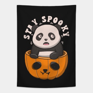 Retro Panda Stay Spooky Tapestry