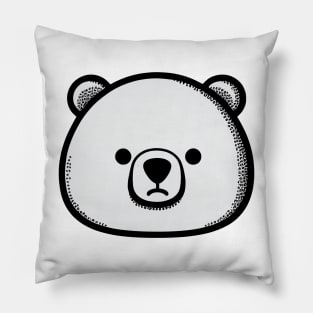 Monochromatic handpoke bear face Pillow