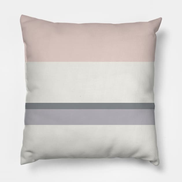 A neat harmony of Very Light Pink, Grey, Silver and Light Grey stripes. Pillow by Sociable Stripes