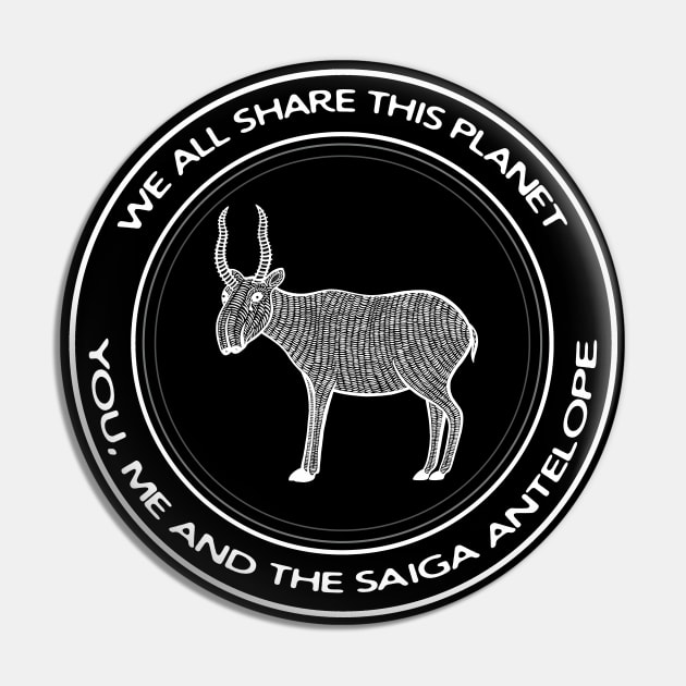 Saiga Antelope - We All Share This Planet - meaningful animal design Pin by Green Paladin