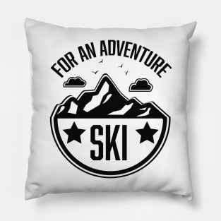 Retro Ski poster logo. Pillow